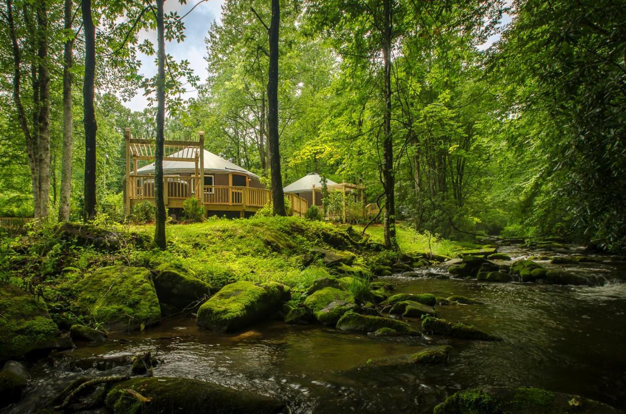 Spring Ridge Luxury Yurt - Creekside Glamping With Private Hot Tub Villa Topton Buitenkant foto